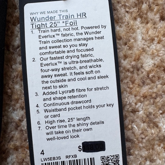 NWT Lululemon Wunder Train HR Tight 25” Foil Sz 4 Special Edition - Picture 4 of 4